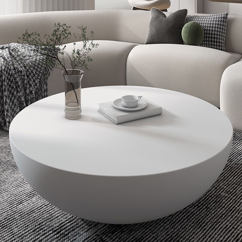 Modern Concrete Black Cocktail Table Round Coffee Table - White Clearhalo 'Coffee & Accent Tables' 'Coffee Tables' 'coffee_tables' 'furn' 'furn_coffee_tables' 'Furniture' 'Living Room Furniture' 1200x1200_47438282-770f-4f95-85d7-7f784670e8b6