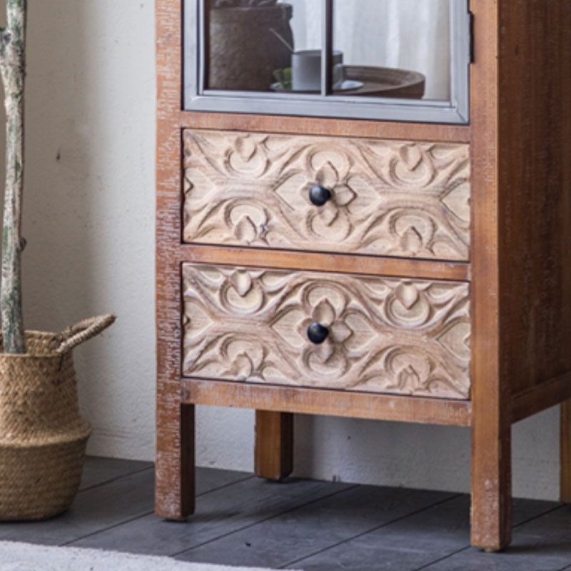 Tradizionale in legno in legno in legno portainteri di stoccaggio in vetro per sala da pranzo