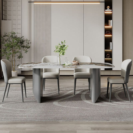 Rectangular Dining Table Set 1/2/5/7 Pieces White Stone Dining Set for Kitchen