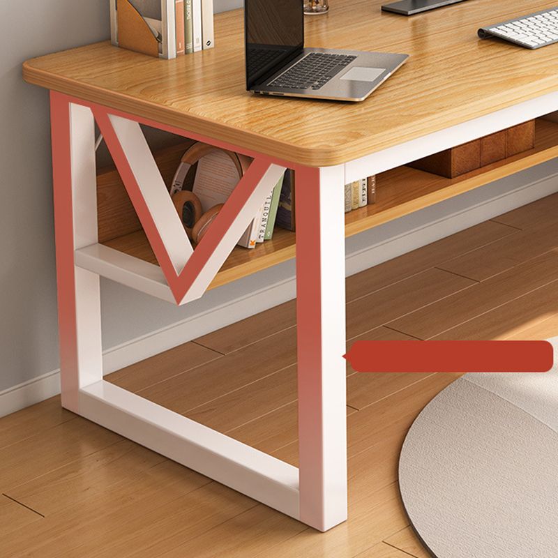 Industrial Curved Office Desk Antique Finish Computer Desk with Metal Legs Clearhalo 'furn' 'furn_office_desk' 'Furniture' 'Office Desks' 'Office Furniture' 'office_desk' 1200x1200_47449111-c632-4bf5-9697-a3034f9874d1