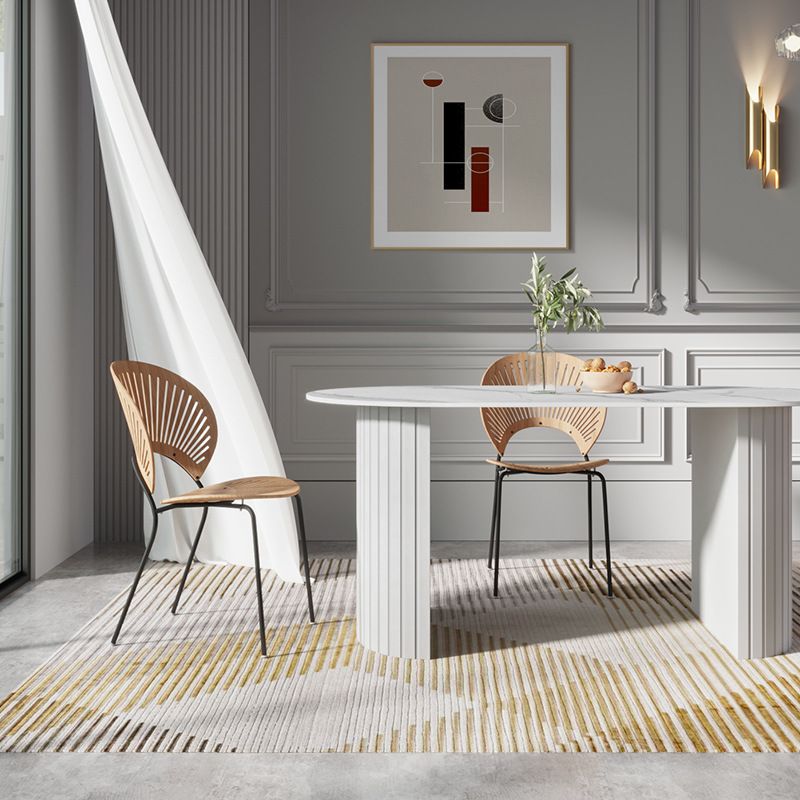 Sintered Stone Dining Table Modern White Furniture with Double Pedestal for Office Clearhalo 'Dining Tables & Seating' 'Dining Tables' 'dining_table' 'furn' 'furn_dining_table' 'Furniture' 'Kitchen & Dining Furniture' 1200x1200_4744947a-28b5-4de5-80b1-a6ec68647276