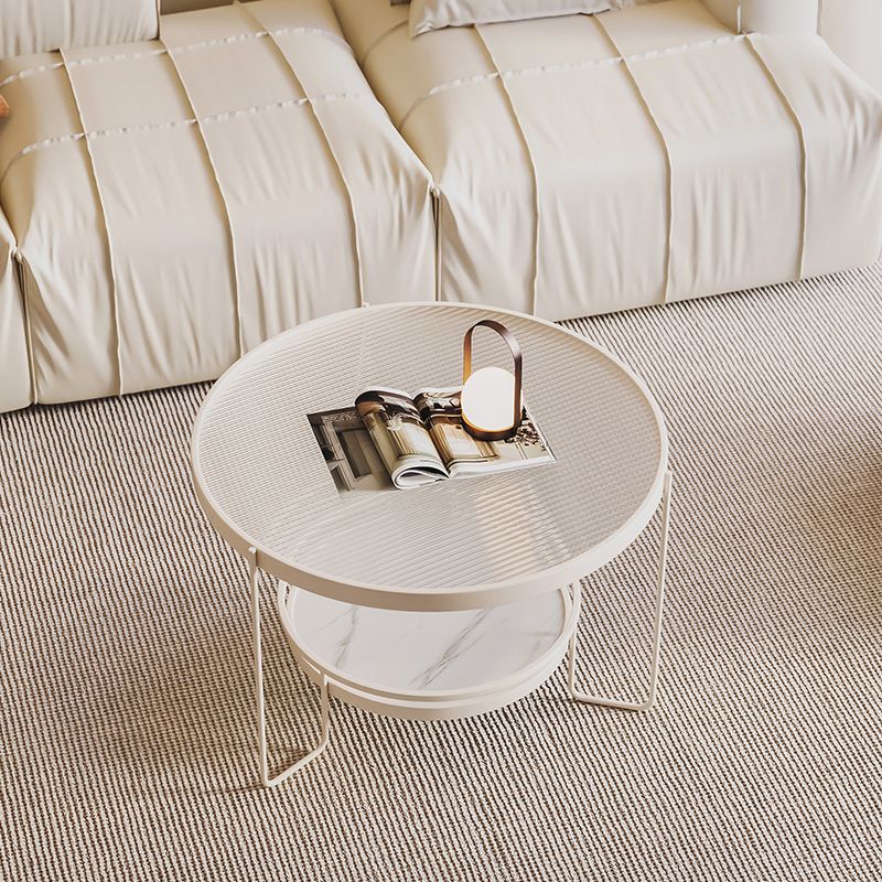 Minimalism Glass Top Coffee Table Round Metal Frame Cocktail Table Clearhalo 'Coffee & Accent Tables' 'Coffee Tables' 'coffee_tables' 'furn' 'furn_coffee_tables' 'Furniture' 'Living Room Furniture' 1200x1200_474646f8-e017-447b-9876-63c1b1e2f2a5