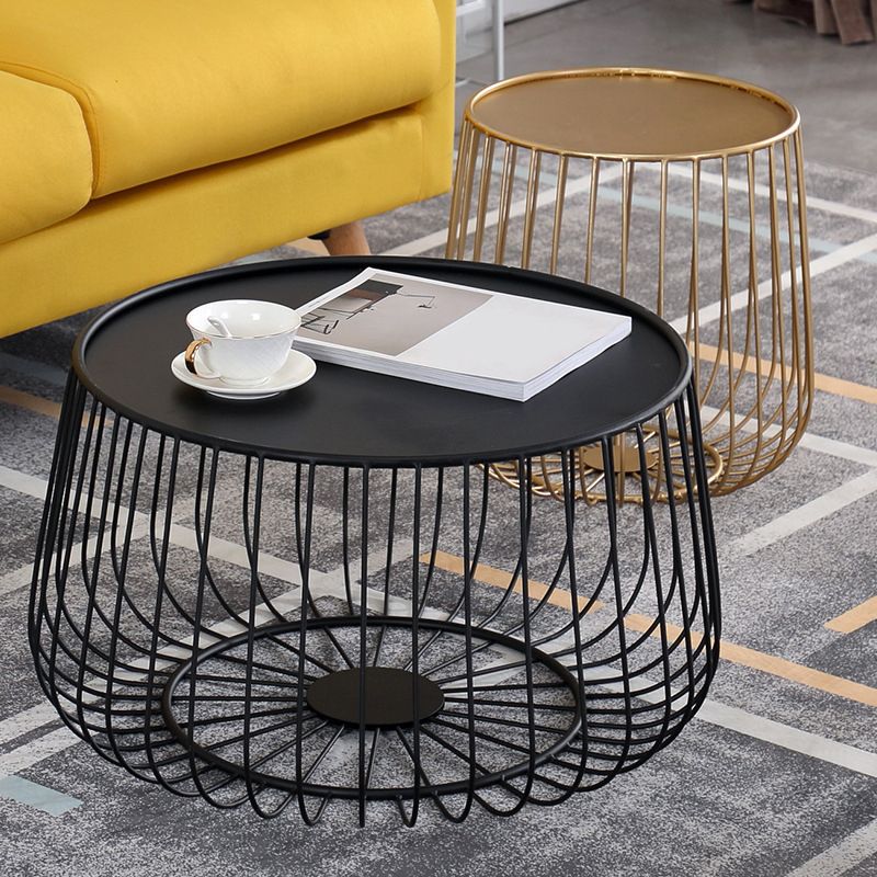 Metal Round Frame Coffee Table Set Mid Century Iron Simple Cocktail Table