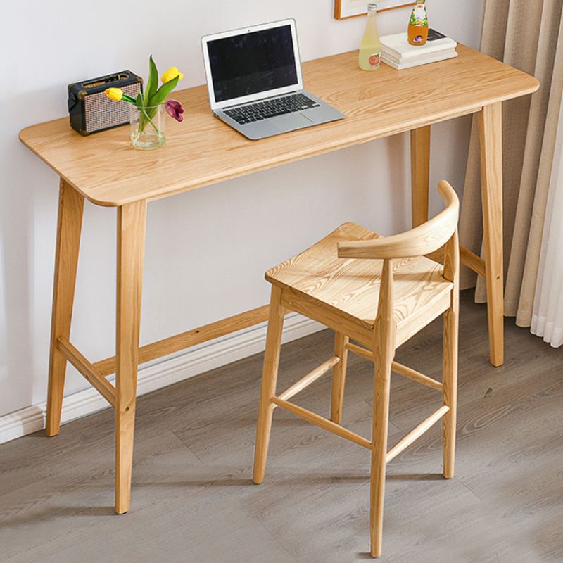 Eigentijdse massief houten bar-eettafel, rechthoekige bartafel in naturel