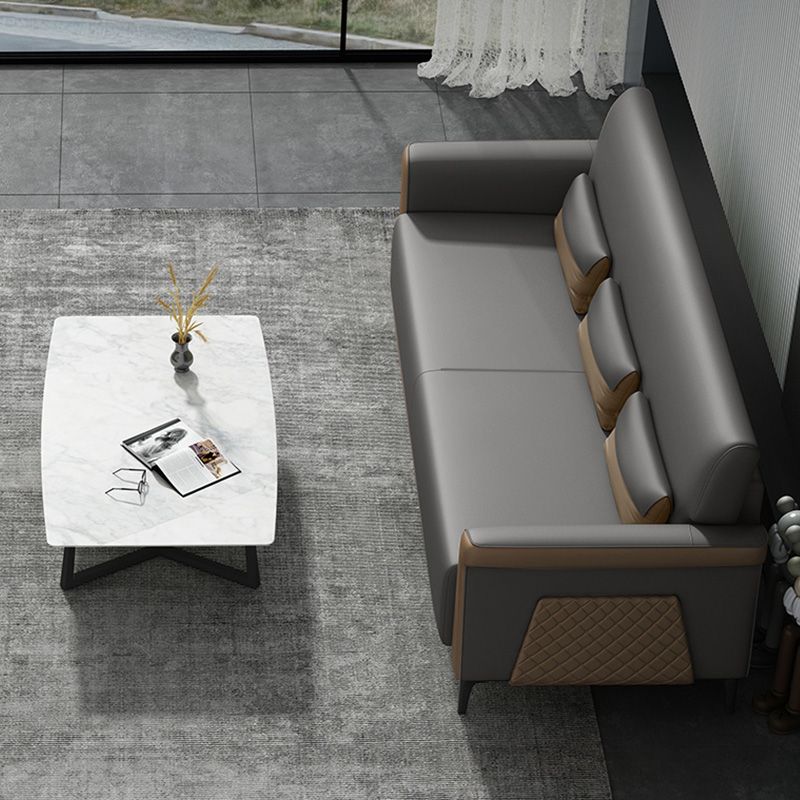 Flared Arm Sofa 30.31" High Faux Leather Sofa with Loose Back