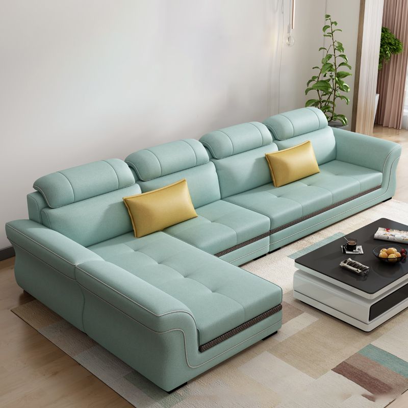 Flared Arms 4-Seater Sectional with Pillow Back Cushions for Apartment Clearhalo 'furn' 'furn_sectionals' 'Furniture' 'furniture_sectionals' 'Living Room Furniture' 'Sectionals' 1200x1200_474a888c-28ea-4158-af03-73e93289ab7c