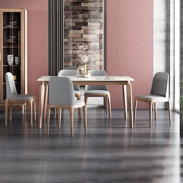 Rectangle Mid-Century Modern Dining Table Sintered Stone Table with 4 Solid Wood Legs Clearhalo ' dining_table' 'Dining Tables & Seating' 'Dining Tables' 'furn' 'furn_dining_table' 'Furniture' 'furniture_dining_table' 'Kitchen & Dining Furniture' 'kitchen&dining_furn' 'kitchen' 'kitchen_dining_table' 1200x1200_474d66db-fbfa-4f58-abc2-f266c93d20b0