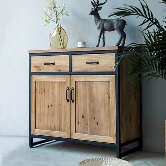 Legno in difficoltà 15,7 "D Accento Ironia industriale 2 - Cassa della porta con 2 cassetti