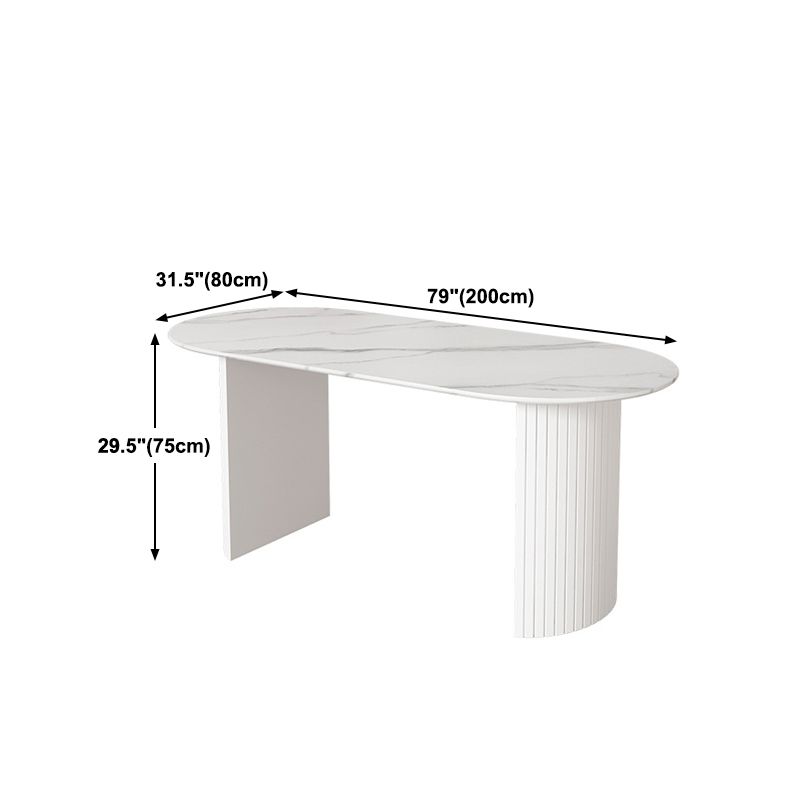 Stone Top Table Contemporary Dining Table with Sled Base in White Clearhalo 'Dining Tables & Seating' 'Dining Tables' 'dining_table' 'Furniture' 'furniture_dining_table' 'Kitchen & Dining Furniture' 'kitchen' 'kitchen_dining_table' 1200x1200_4750cd72-ae3a-46c3-97b8-37b68d994ab4