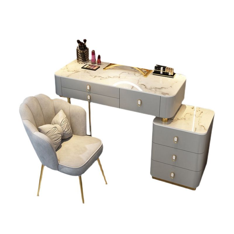 Glam Bedroom Vanity Dressing Table Stone Makeup Vanity Desk with Drawer