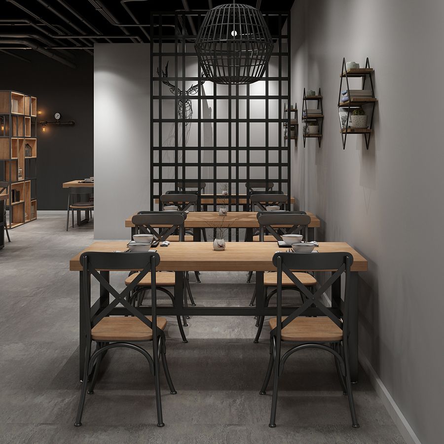 Industrial Rectangle Dining Table Pine Solid Wood Table with Black Trestle Base for Home Use Clearhalo ' dining_table' 'Dining Tables & Seating' 'Dining Tables' 'furn' 'furn_dining_table' 'Furniture' 'furniture_dining_table' 'Kitchen & Dining Furniture' 'kitchen&dining_furn' 'kitchen' 'kitchen_dining_table' 1200x1200_47519b69-9892-454c-9fe3-0cda6d7d4f71