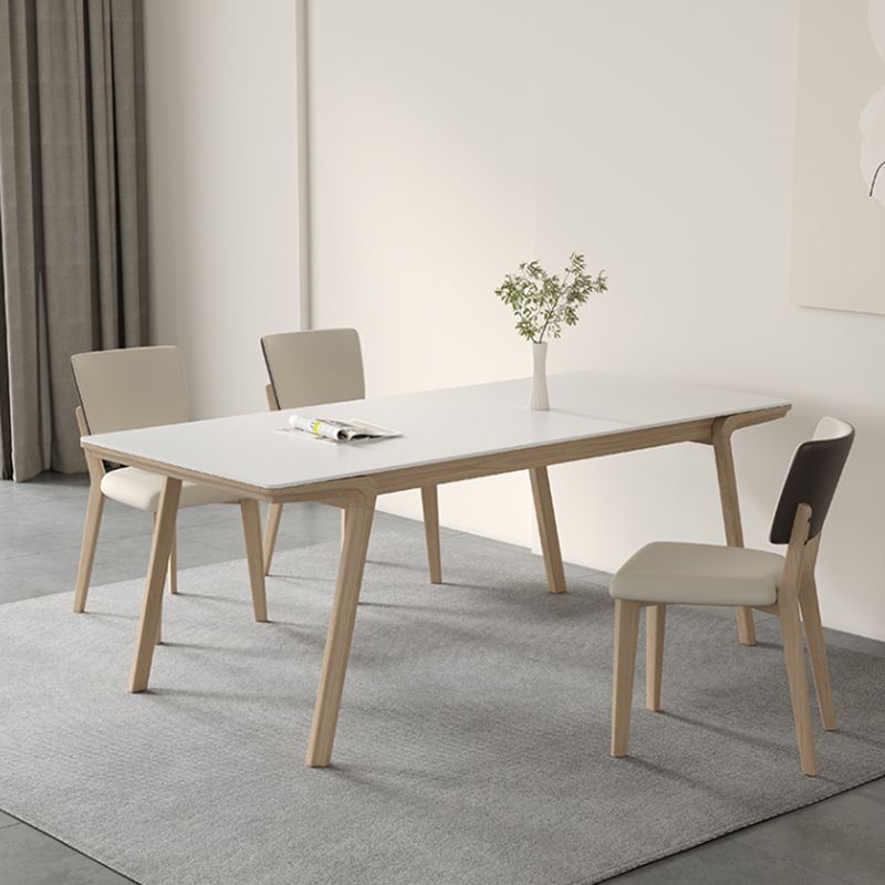 Mesa de comedor rectangular de madera maciza con 4 patas, mesa de comedor para comedor
