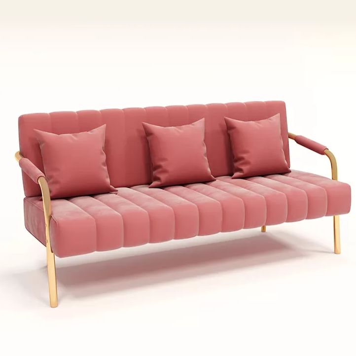 Contemporary Glam Sofa with Sewn Pillow Back and Golden Legs for Apartment Clearhalo 'Furniture' 'furniture_sofas' 'kitchen' 'kitchen_sofas' 'Living Room Furniture' 'Sofa' 'sofas' 1200x1200_47553bc0-862c-4b22-afc8-e698ecfd9161
