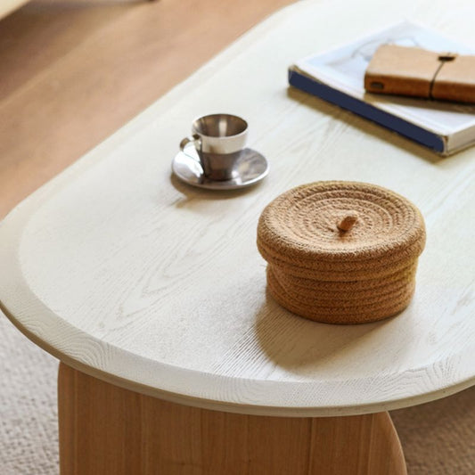 Scandinavian Pine Wood Coffee Table with Sled Base Oval Coffee Table Clearhalo 'Coffee & Accent Tables' 'Coffee Tables' 'coffee_tables' 'furn' 'furn_coffee_tables' 'Furniture' 'Living Room Furniture' 1200x1200_4758a539-b47b-4c73-b6d1-757c4dff571e