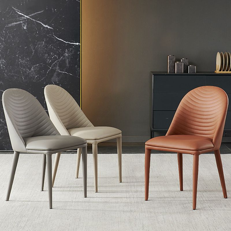 Modern Style Faux Leather Dining Chairs Metal Armless Dining Chair for Home Use Clearhalo 'Dining Chairs' 'Dining Tables & Seating' 'dining_chair' 'furn' 'furn_dining_chair' 'Furniture' 'Kitchen & Dining Furniture' 1200x1200_4759b1dd-5505-43d0-b667-6362357413c6