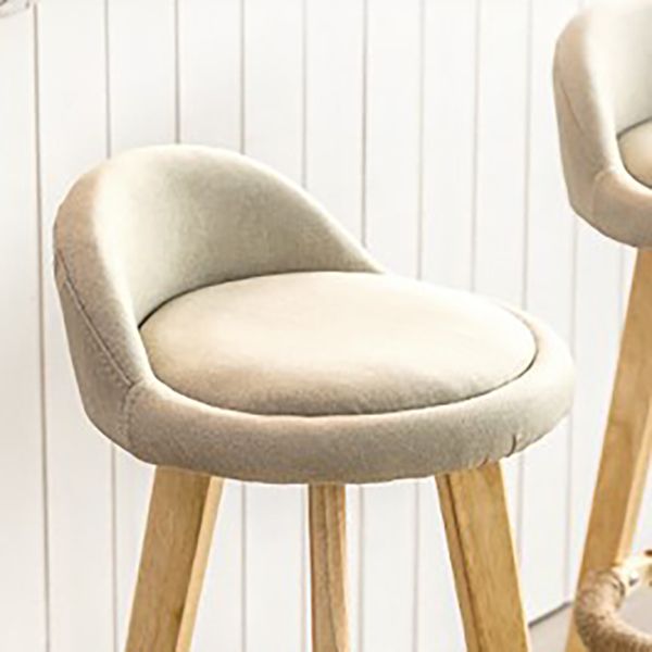 Modern Solid Wood base Bar Stool Upholstered Footrest Bar Stool
