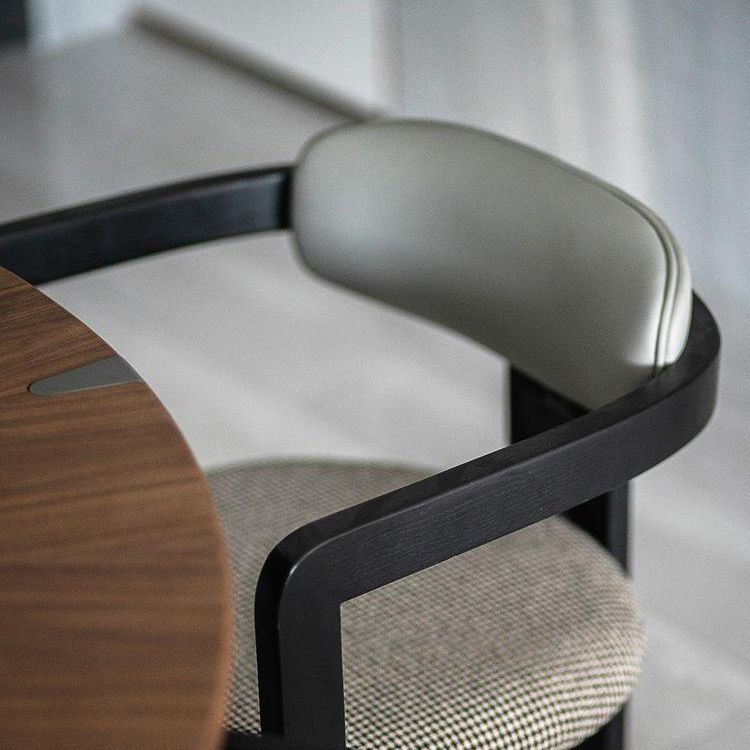 Upholstered Dining Chairs Contemporary Arm Chairs with Wood Base Clearhalo 'Dining Chairs' 'Dining Tables & Seating' 'dining_chair' 'furn' 'furn_dining_chair' 'Furniture' 'Kitchen & Dining Furniture' 1200x1200_4759f449-b4db-4344-a8ab-10d2927f4a5f