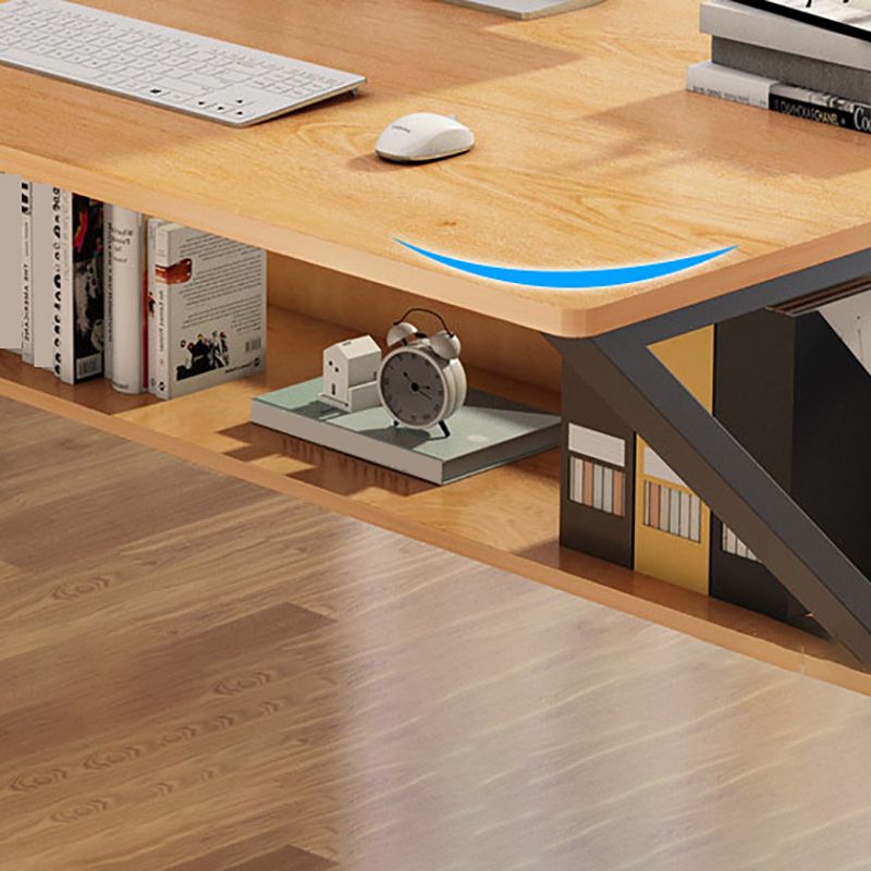 Industrial Curved Computer Desk Sled Office Desk with Storage Shelf Clearhalo 'furn' 'furn_office_desk' 'Furniture' 'Office Desks' 'Office Furniture' 'office_desk' 1200x1200_475a7980-daed-4ab6-a959-18ab88199892