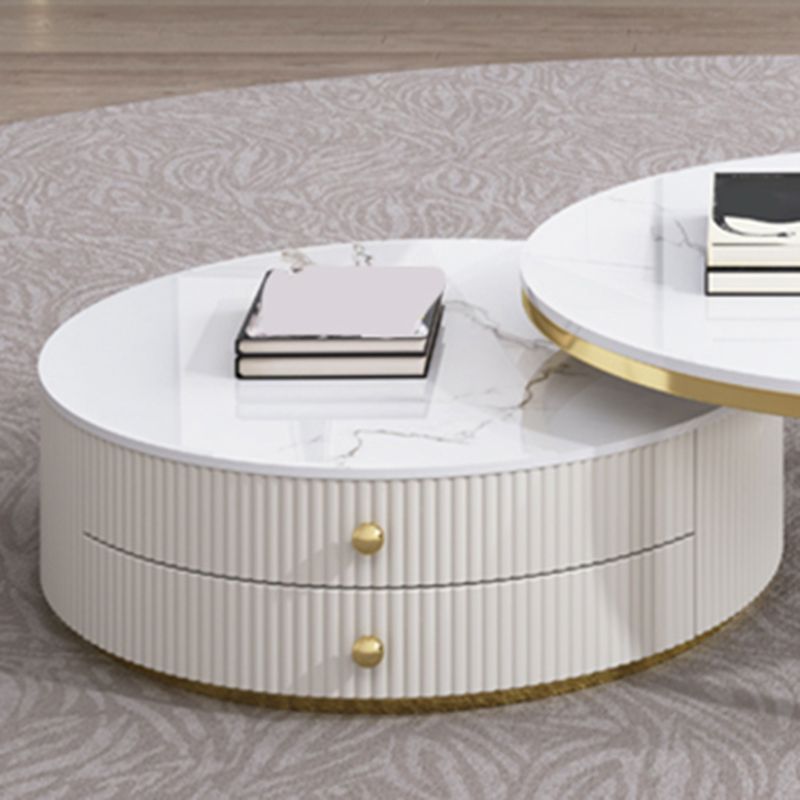 Table basse ronde en ardoise Ensemble de tables basses gigognes Glam avec tiroirs