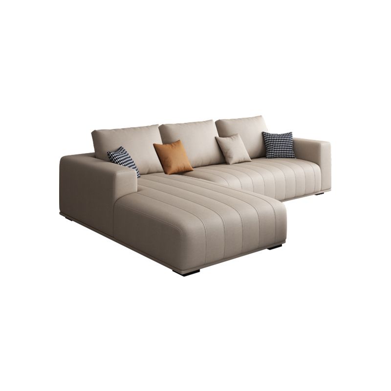 Cream Modern Faux Leather Square Arm Sofa/Sectional with Pillowed Back Cushions Clearhalo 'furn' 'furn_sectionals' 'Furniture' 'furniture_sectionals' 'kitchen' 'kitchen_sectionals' 'Living Room Furniture' 'Sectionals' 1200x1200_475b7e36-fa46-444b-971c-9ed721f060d9