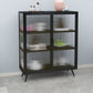 Glass Door Iron Sideboard Modern Server Cabinet with Storage for Kitchen Dining Room Clearhalo 'buffet_sideboard' 'Buffets & Sideboards' 'furn' 'furn_buffet_sideboard' 'Furniture' 'furniture_buffet_sideboard' 'Kitchen & Dining Furniture' 1200x1200_475c1d61-cc80-44f4-a358-b6cf580436cf