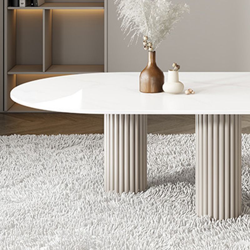 Glass Top Dining Table Modern Oval Indoor Dining Table with 3 White Legs Clearhalo 'Dining Tables & Seating' 'Dining Tables' 'dining_table' 'furn' 'furn_dining_table' 'Furniture' 'furniture_dining_table' 'Kitchen & Dining Furniture' 'kitchen' 'kitchen_dining_table' 1200x1200_475c7cbc-0663-4cc3-8070-1d13b102c8da