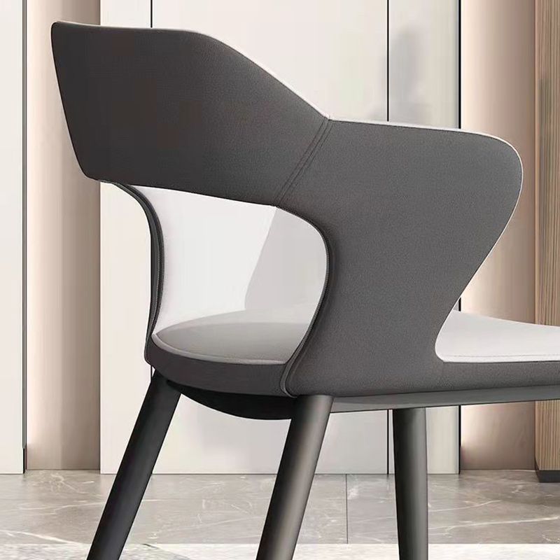 Faux Leather Modern Indoor Side Chair Matte Finish Open Back Dining Chair