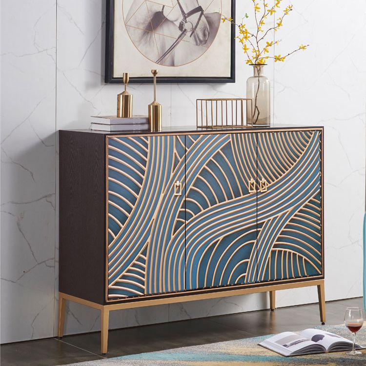 Gold Legs 35.4" High Sideboard Cabinet Glam Style Wood Buffet Table Clearhalo 'buffet_sideboard' 'Buffets & Sideboards' 'furn' 'furn_buffet_sideboard' 'Furniture' 'Kitchen & Dining Furniture' 1200x1200_475f2e15-8dc8-4bde-a908-277f8d6e25f5