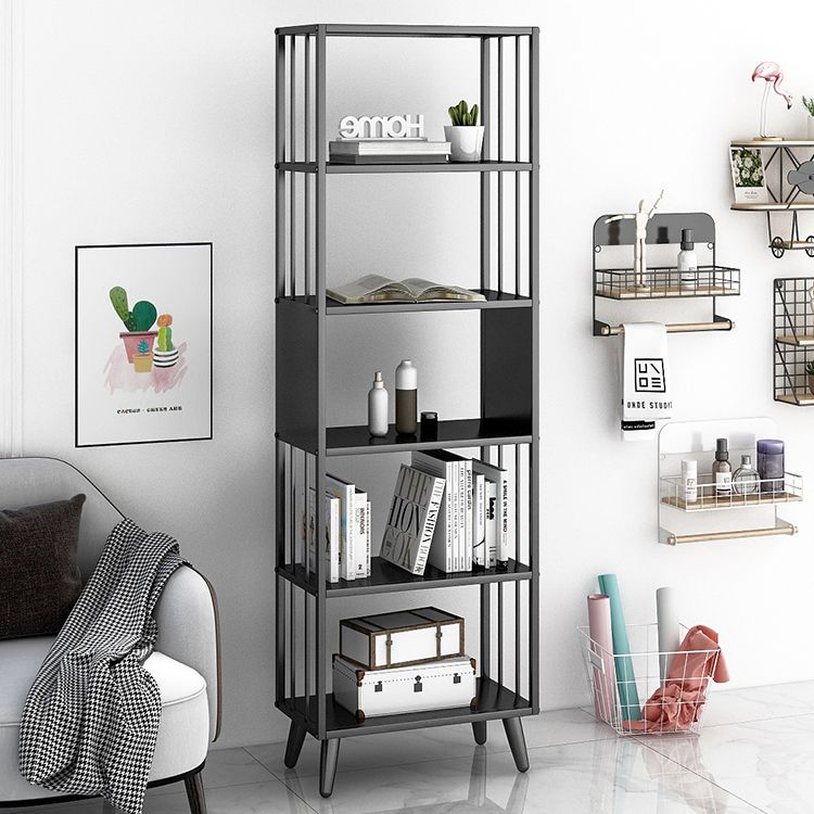 Modern Style Metal Bookshelf Black Open Back Bookcase for Home Office Clearhalo 'Bookcases' 'furn' 'furn_bookcases' 'Furniture' 'Office Furniture' 1200x1200_475f341b-569c-4ef6-a880-2134657ce737