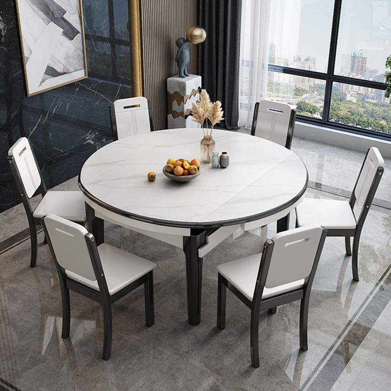 モダンなスタイルの家具1/7/ PCSラウンドストーンダイナーテーブルアームレスチェア