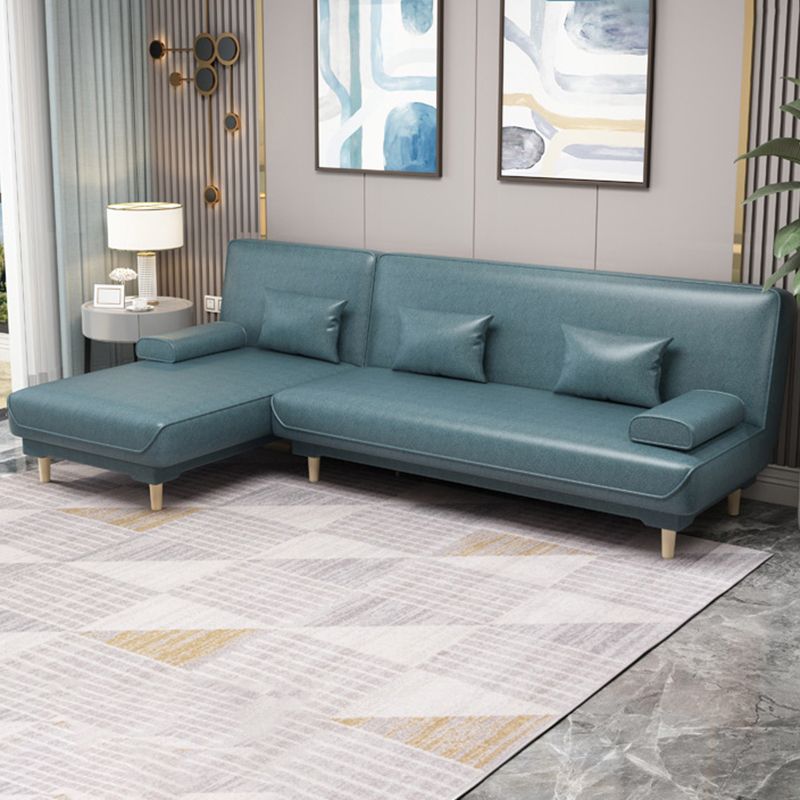 Sofá moderno de tela/cuero sintético con brazo superior de almohada para sala de estar