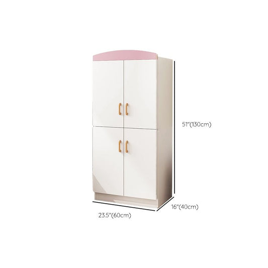 Engineered Wood Wardrobe Armoire White and Pink Wardrobe Cabinet