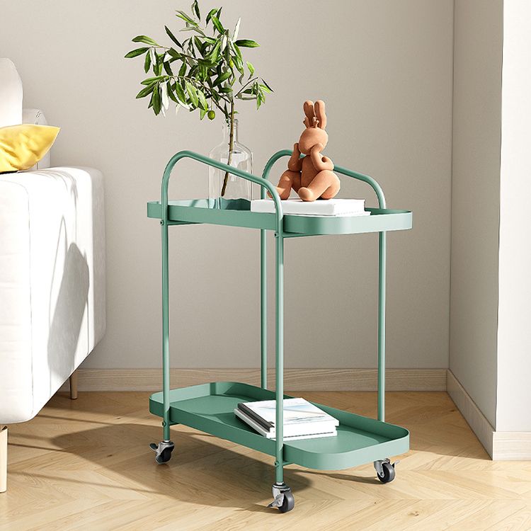 25.2" Tall Rectangle Tray Top Side Table Iron Sled Base End Table with Shelf