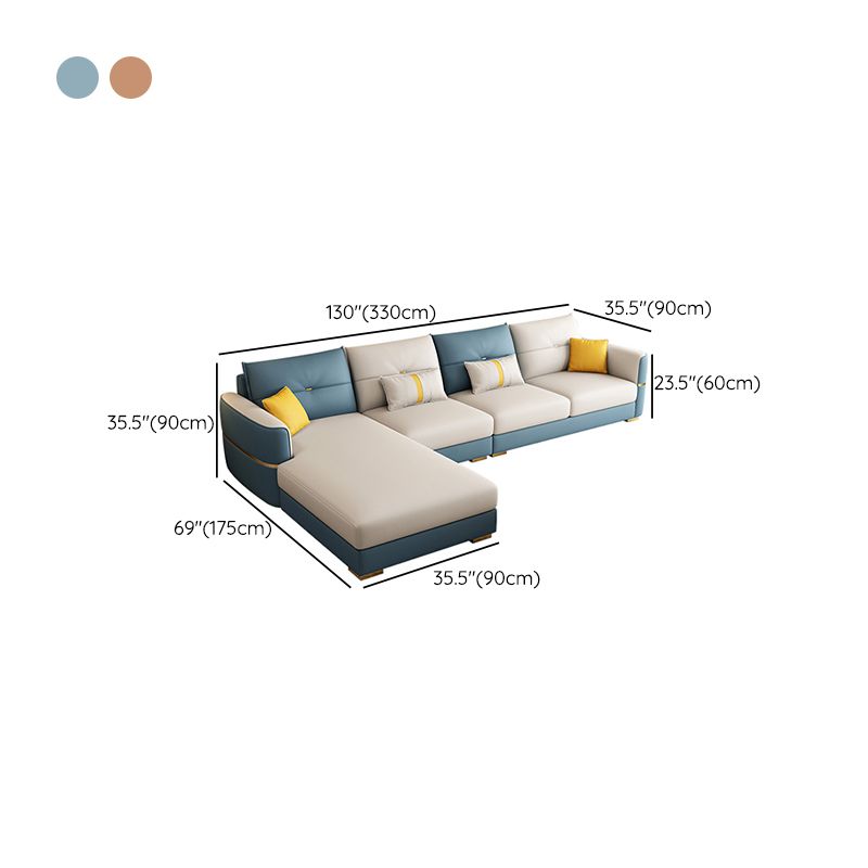 Sqaure Arm Tufted Back Sectional Luxurious 4-seat Sectional Sofa Clearhalo 'furn' 'furn_sectionals' 'Furniture' 'Living Room Furniture' 'Sectionals' 1200x1200_47649dec-60b6-4458-9a3e-a423214400b7