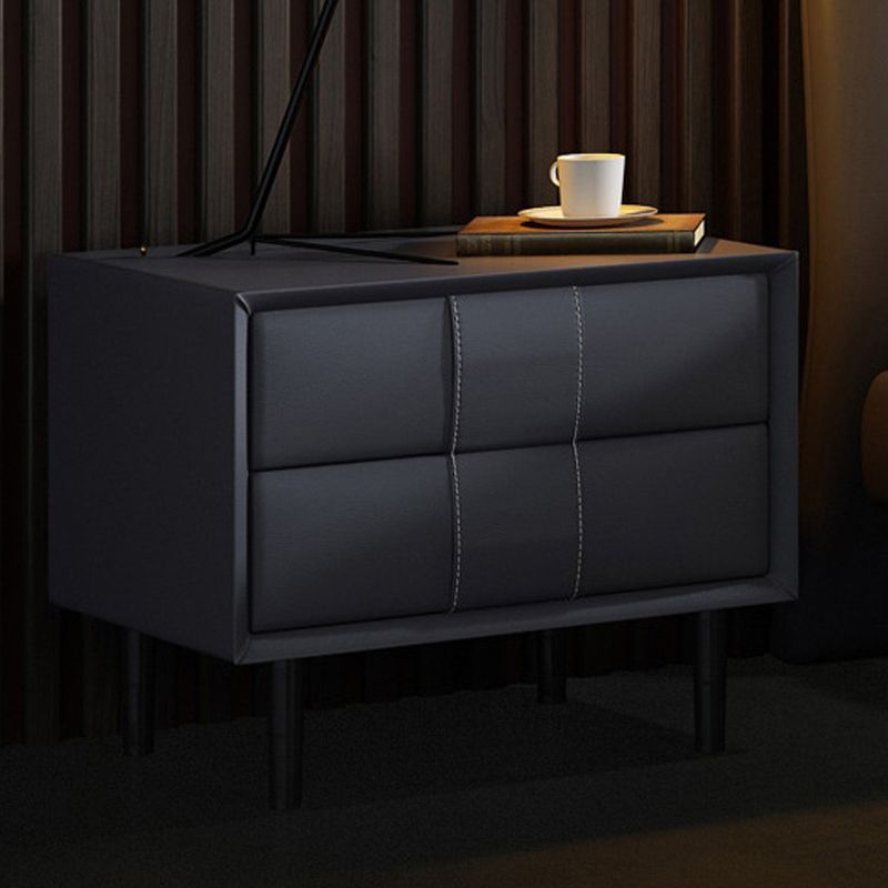 Cama de cuero de falsa mesita de noche de acento de 2 cavadores Noche para dormitorio