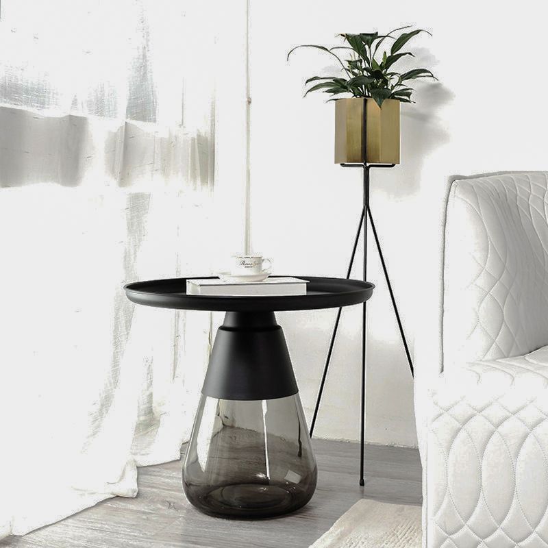 Stile moderno Basottop Black Black/Gold Base Green/Grigio Tavolo rotondo