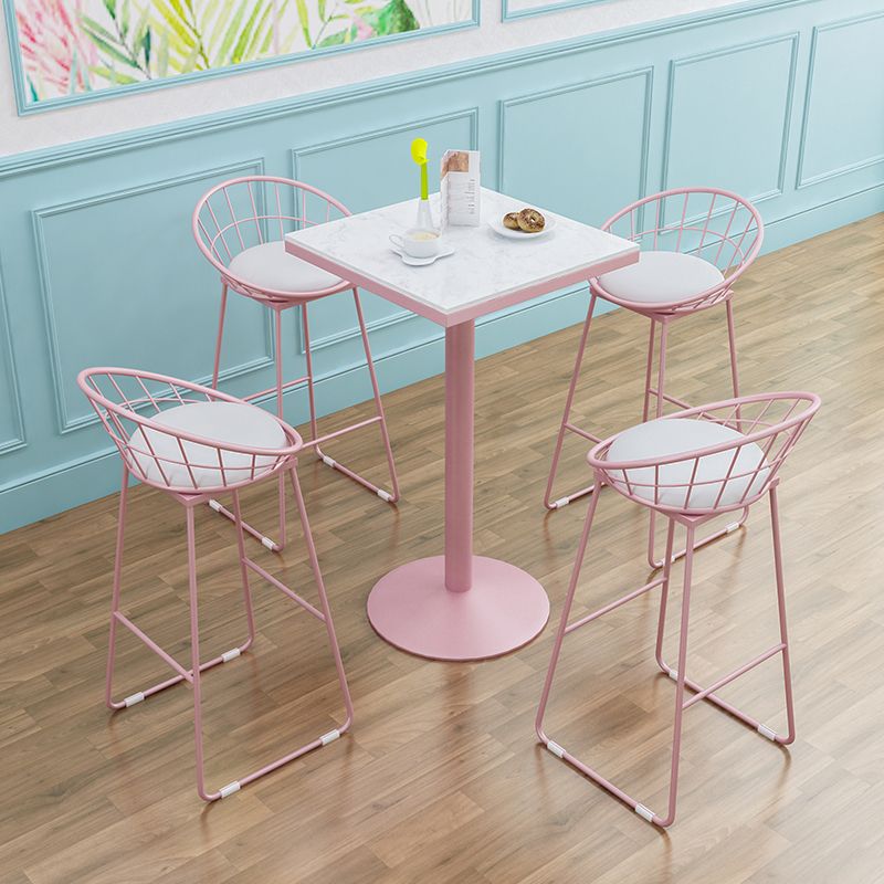 Industrial Metal Pink Bar Table Marble White 23.6"W Top Bistro Table for Cafe Clearhalo 'Bar Furniture' 'Bar Tables' 'bar_tables' 'furn' 'furn_bar_tables' 'Furniture' 'furniture_bar_tables' 'Kitchen & Dining Furniture' 'kitchen&dining_furn' 'kitchen' 1200x1200_4769c693-3eef-401c-84fd-76aed36701da