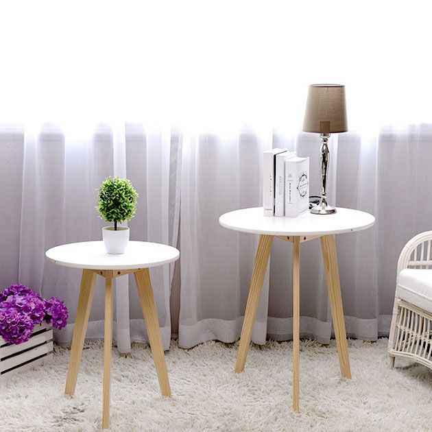 23,62 Zoll breit skandinavisches Sofa -Seitenakzent Tabelle 3 Beine rundes Seitenende Tisch