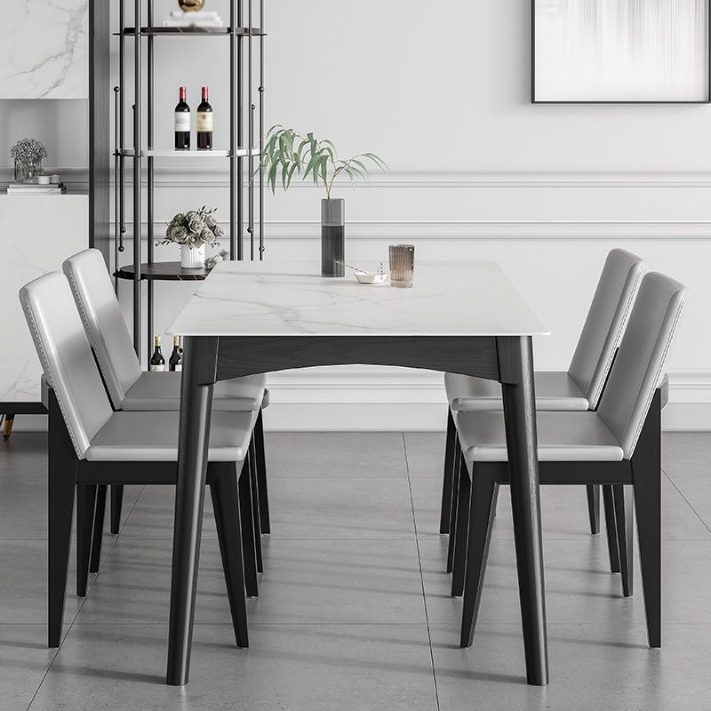 Modern White Dining Table with 4 Legs Rectangle Slate Dining Table Clearhalo 'Dining Tables & Seating' 'Dining Tables' 'dining_table' 'furn' 'furn_dining_table' 'Furniture' 'furniture_dining_table' 'Kitchen & Dining Furniture' 'kitchen' 'kitchen_dining_table' 1200x1200_476b43c5-6c14-4a39-a179-dba89af49cd0