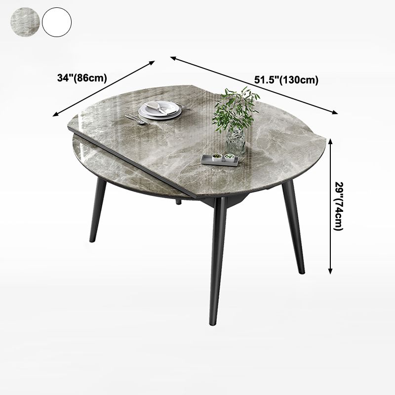 Round Extendable Stone Dining Site Table Contemporary 51.2'' Dinette Table Clearhalo ' dining_table' 'Dining Tables & Seating' 'Dining Tables' 'furn' 'furn_dining_table' 'Furniture' 'furniture_dining_table' 'Kitchen & Dining Furniture' 'kitchen&dining_furn' 'kitchen' 'kitchen_dining_table' 1200x1200_476c61d7-17a7-4c87-93dc-03595402c293