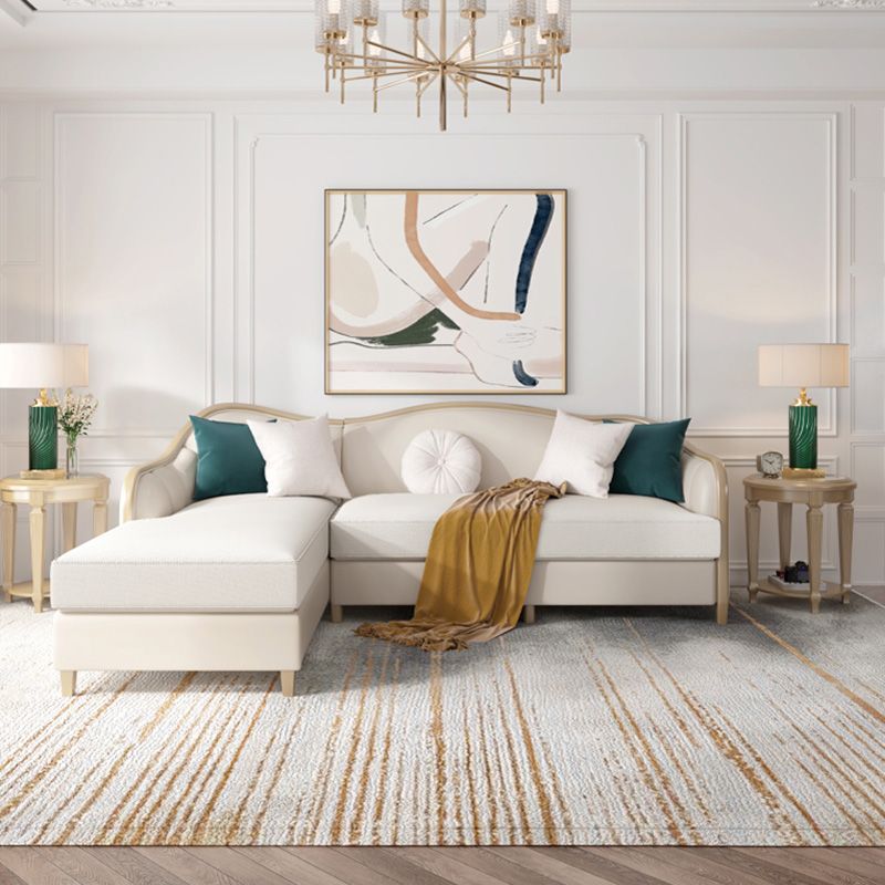 Canapé de faux cuir français avec pouf inclus dans le bois