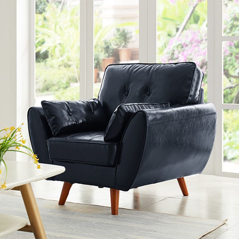 Faux lederen eigentijdse getufte standaard wijd uitlopende arm settee bank