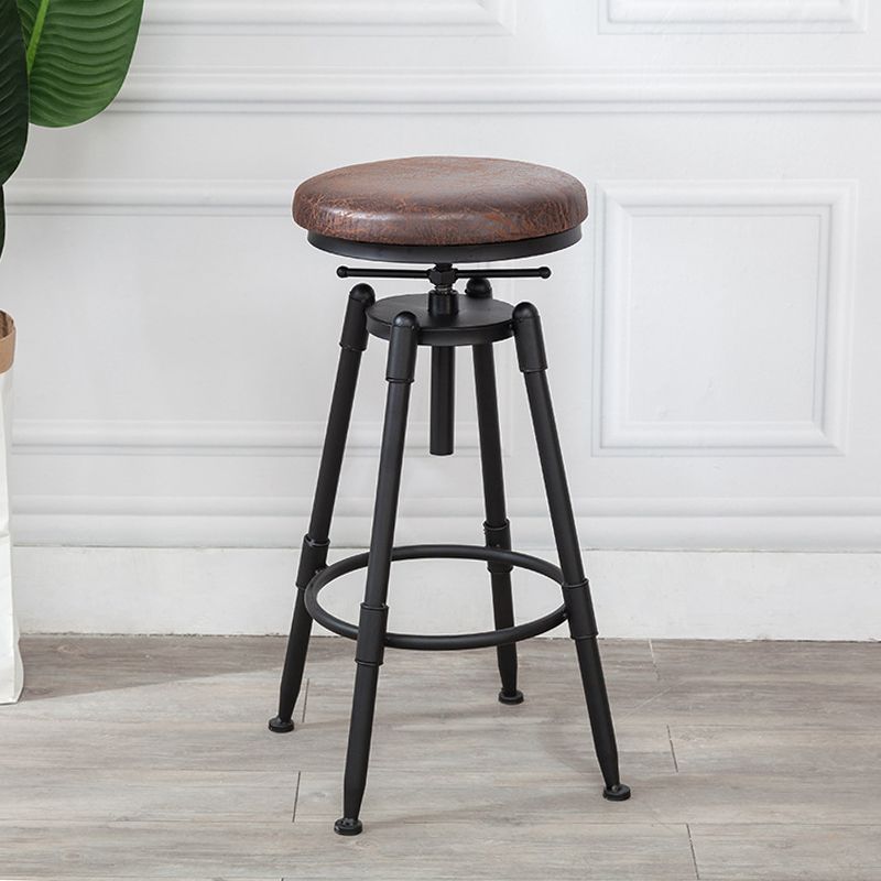 Industrial Armless Elevatable Counter Stool Iron Bar Stool with Pedal for Cafe Clearhalo 'Bar Furniture' 'Bar Stools' 'bar_stools' 'furn' 'furn_bar_stools' 'Furniture' 'Kitchen & Dining Furniture' 1200x1200_477029b2-d61c-46a9-a45e-f9d14e168a6d