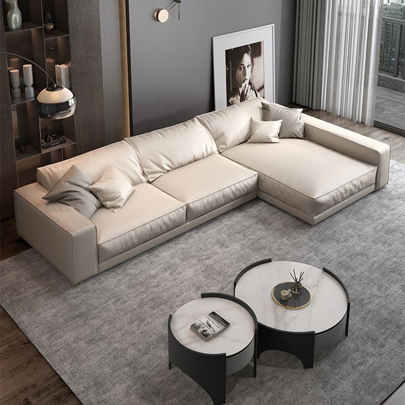 Glam Style Sectional Latex Upholstery Filled Faux Leather White/grey/black/orange Sofa Clearhalo 'furn' 'furn_sectionals' 'Furniture' 'furniture_sectionals' 'Living Room Furniture' 'Sectionals' 1200x1200_477082ed-1dd1-4e04-92c1-22e2f25541f3