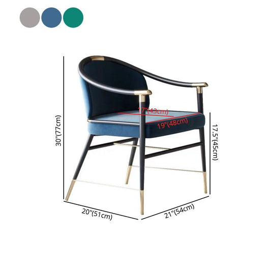 Nordic Style Velvet Dining Chair Metal Dining Arm Chairs for Restaurant Use