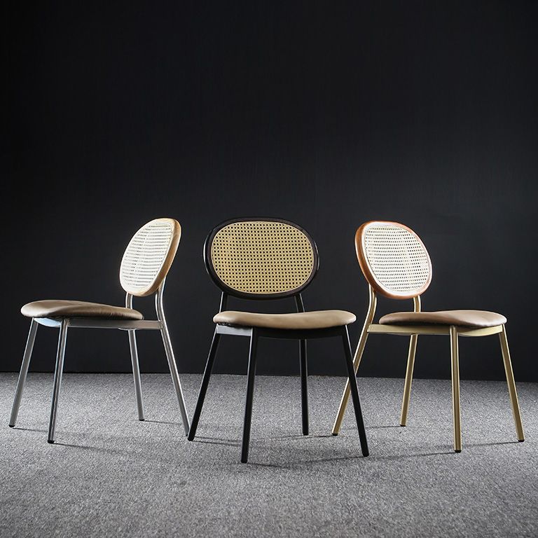 Contemporary Cane Back Chair Faux Leather Dining Side Chair for Indoor Clearhalo 'Dining Chairs' 'Dining Tables & Seating' 'dining_chair' 'furn' 'furn_dining_chair' 'Furniture' 'furniture_dining_chair' 'Kitchen & Dining Furniture' 1200x1200_477acb53-c83a-467d-a70a-3e0c0357d8ed