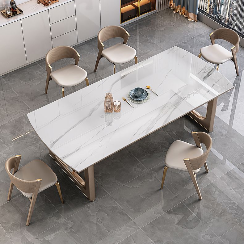 Sintered Stone Top Luxury Dining Table Rectangle Table with Gold Double Pedestal Clearhalo ' dining_table' 'Dining Tables & Seating' 'Dining Tables' 'furn' 'furn_dining_table' 'Furniture' 'furniture_dining_table' 'Kitchen & Dining Furniture' 'kitchen&dining_furn' 'kitchen' 'kitchen_dining_table' 1200x1200_477bcfb0-7ee7-4994-a921-3d33c77464bc