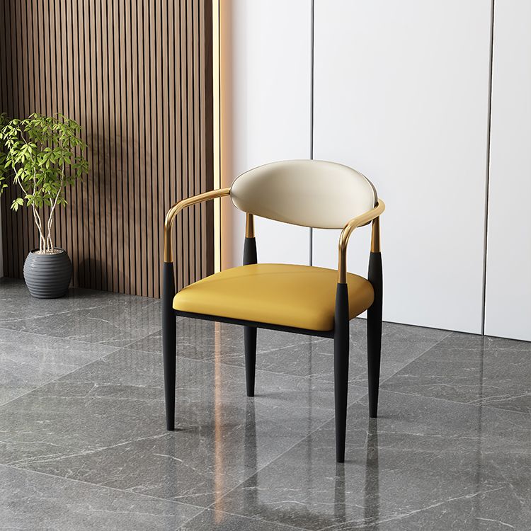 Glam Style Arm Chair Faux Leather Open Back Dining Chair for Home Clearhalo 'Dining Chairs' 'Dining Tables & Seating' 'dining_chair' 'furn' 'furn_dining_chair' 'Furniture' 'furniture_dining_chair' 'Kitchen & Dining Furniture' 1200x1200_477c959c-0a0f-4473-8b62-57317c85cce6