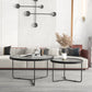 Round Clear Glass Cocktail Table Set Contemporary Cross Legs Coffee Table in Black