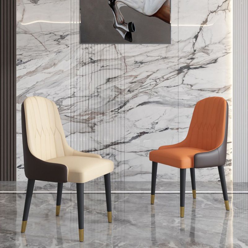 Scandinavian Style Leather Dining Chairs Armless Solid Back Chairs for Kitchen Clearhalo ' kitchen&dining_furn' 'Dining Chairs' 'Dining Tables & Seating' 'dining_chair' 'furn' 'furn_dining_chair' 'Furniture' 'furniture_dining_chair' 'Kitchen & Dining Furniture' 'kitchen' 1200x1200_478306d3-a802-41b8-8b7c-be547c9e5e54